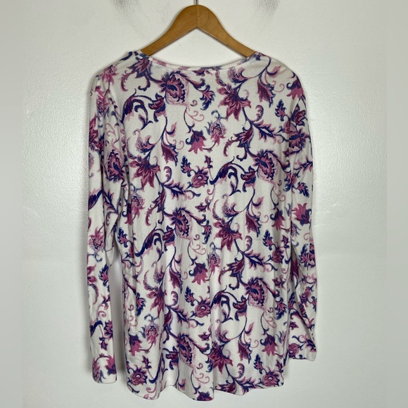 Chico's Floral Scroll Sweater Sz XXL Grape Cotton Basic Minimalist Long Sleeves - Picture 2 of 8